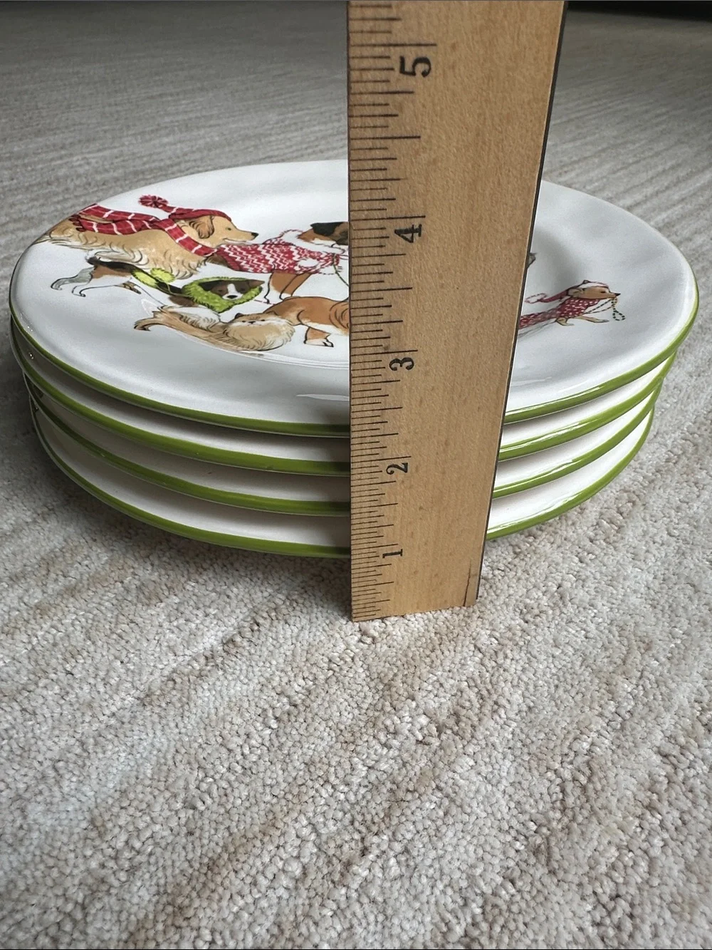 Set of 4 PIER 1 Park Avenue Holiday Puppies Salad Plates Ironstone 8 3/4”